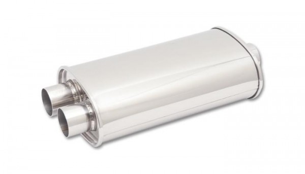 Vibrant STREETPOWER Oval Muffler, 2.5" inlet (Center In - Dual Out)