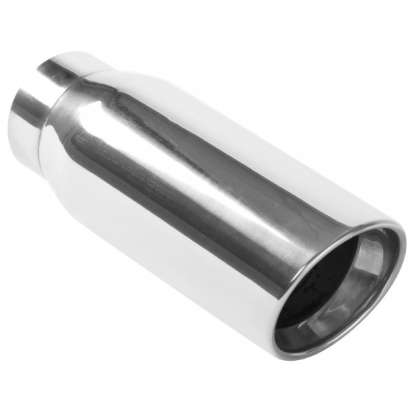 MagnaFlow Tip Stainless Double Wall Round Single Outlet Polished 4.5in DIA 3.5in Inlet 12in Length