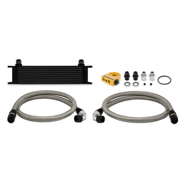 Universal Thermostatic 10 Row Oil Cooler Kit, Black